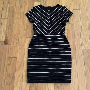 Banana Republic | Black & White Stripe Dress | Fitted | Petite size 4